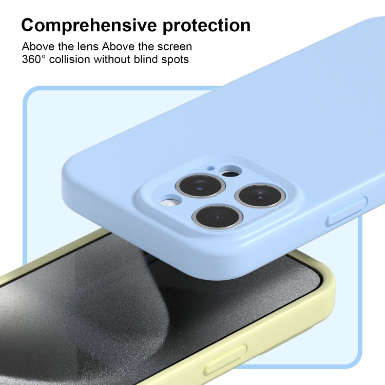 For iPhone 16 Pro Max Precise Hole Liquid Silicone Jelly Color Full Coverage Phone Case(Mint Green)