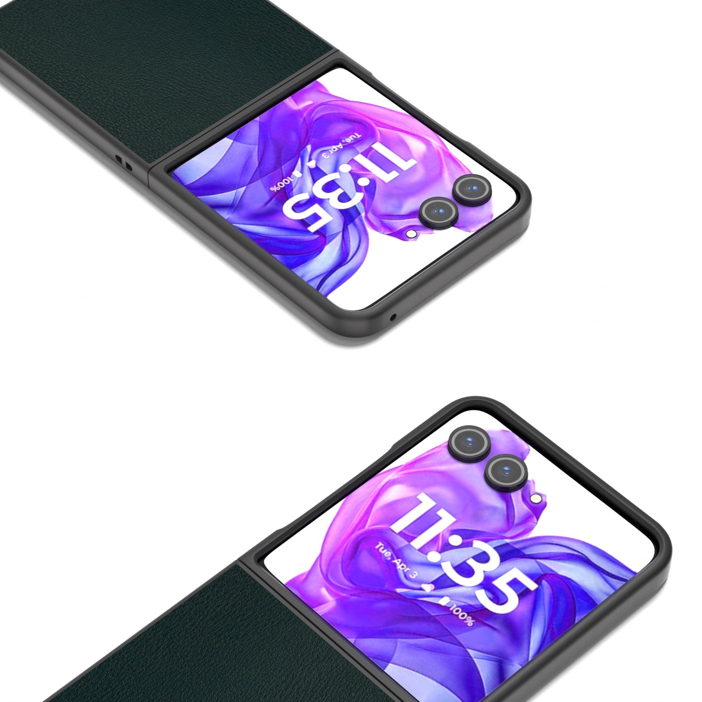 For Motorola Razr 50 Ultra PU Leather Black Frame Full Coverage Phone Case(Green)