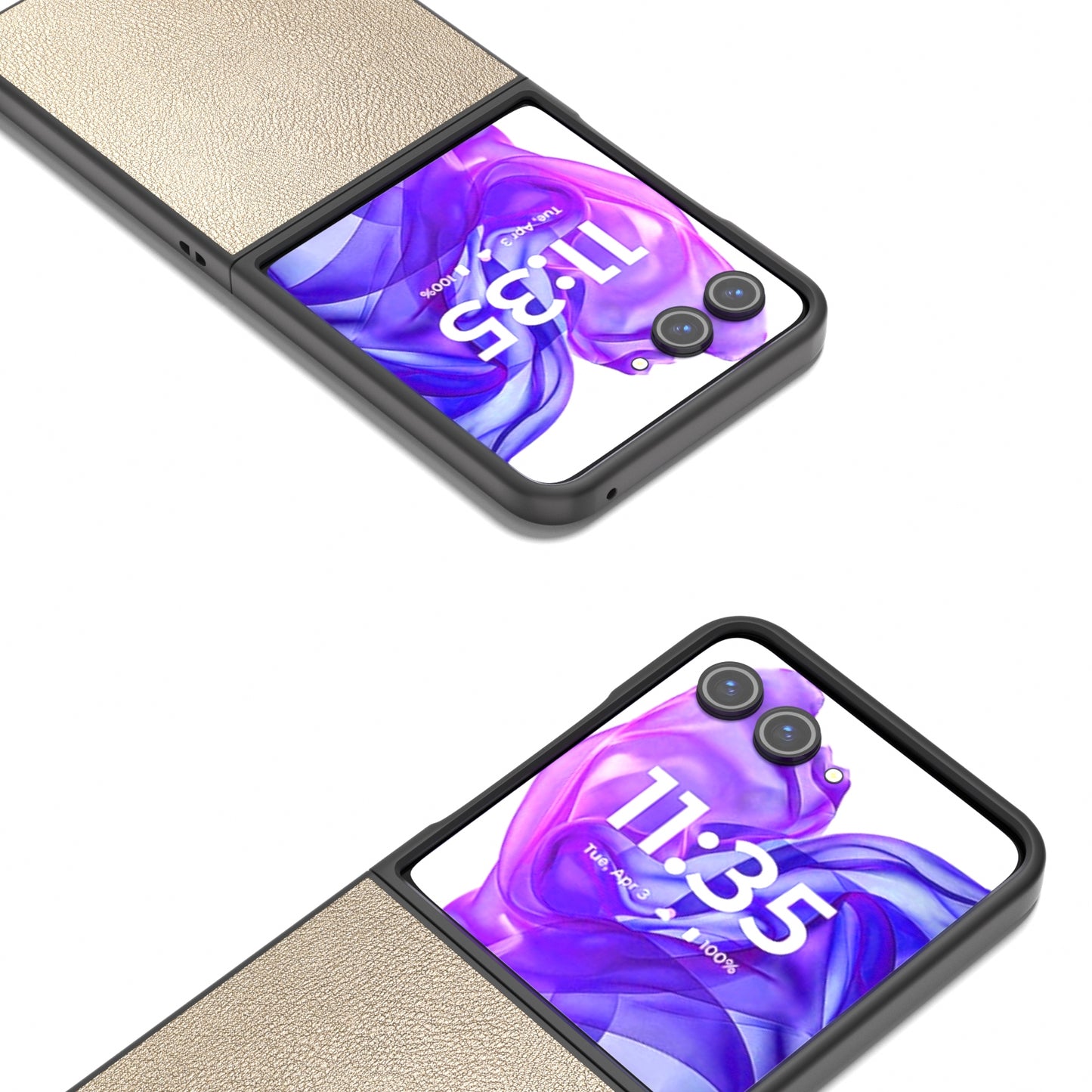 For Motorola Razr 50 Ultra PU Leather Black Frame Full Coverage Phone Case(Gold)