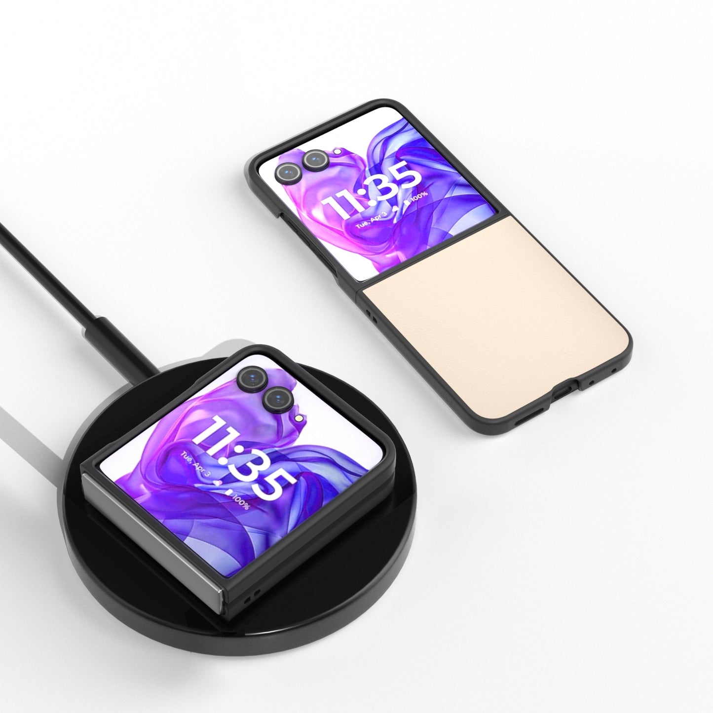 For Motorola Razr 50 Ultra PU Leather Black Frame Full Coverage Phone Case(Peach Pink)