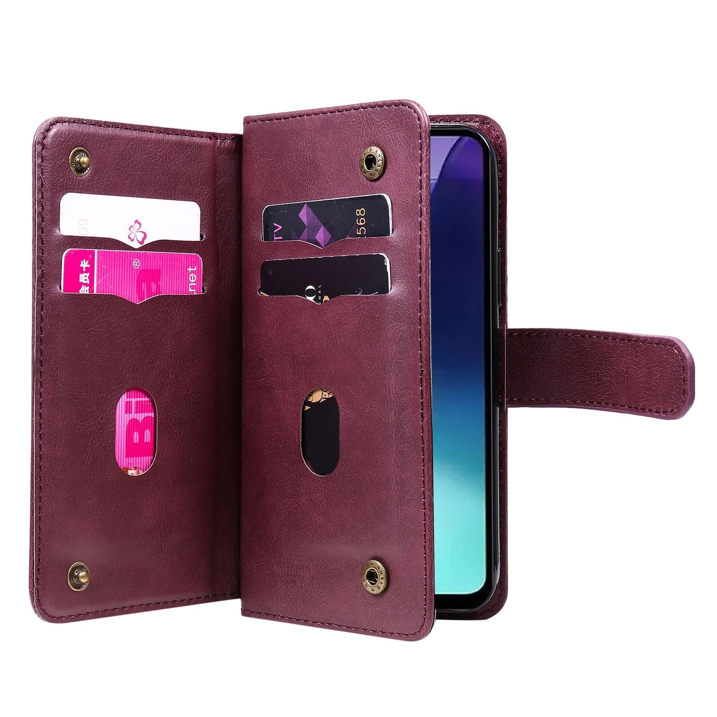 For Redmi 14C 4G Global Multi-Function Wallet 10 Card Slots Leather Phone Case(Claret)