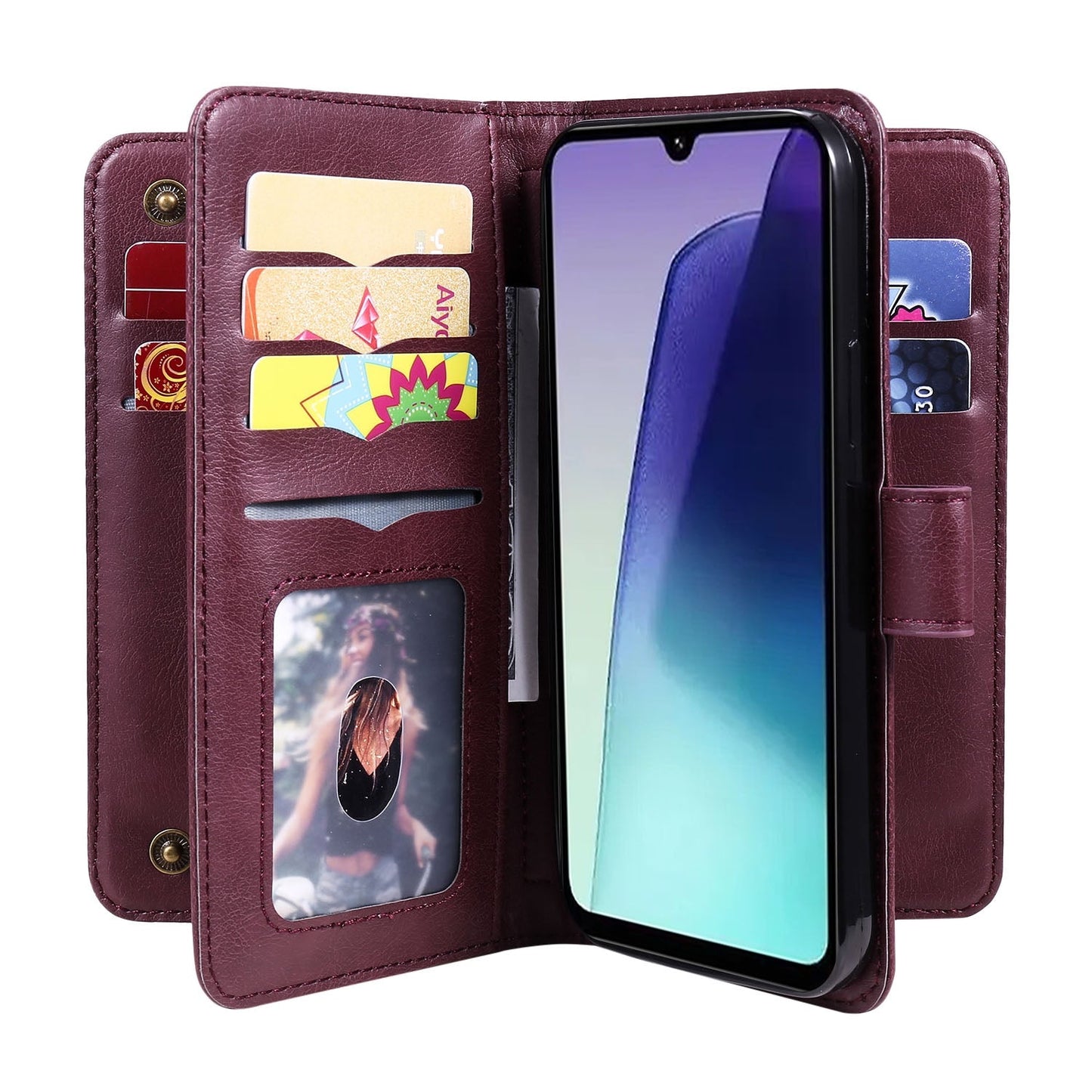 For Redmi 14C 4G Global Multi-Function Wallet 10 Card Slots Leather Phone Case(Claret)