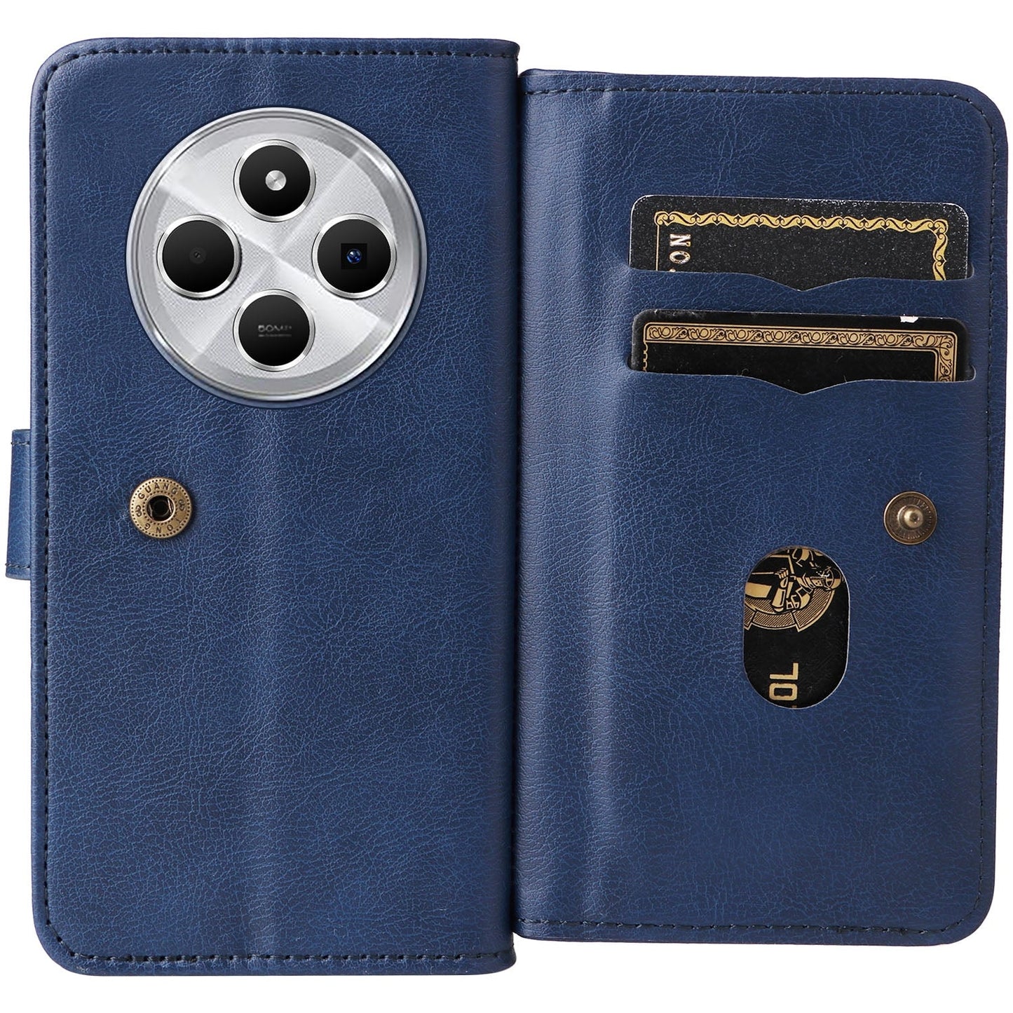 For Redmi 14C 4G Global Multi-Function Wallet 10 Card Slots Leather Phone Case(Dark Blue)