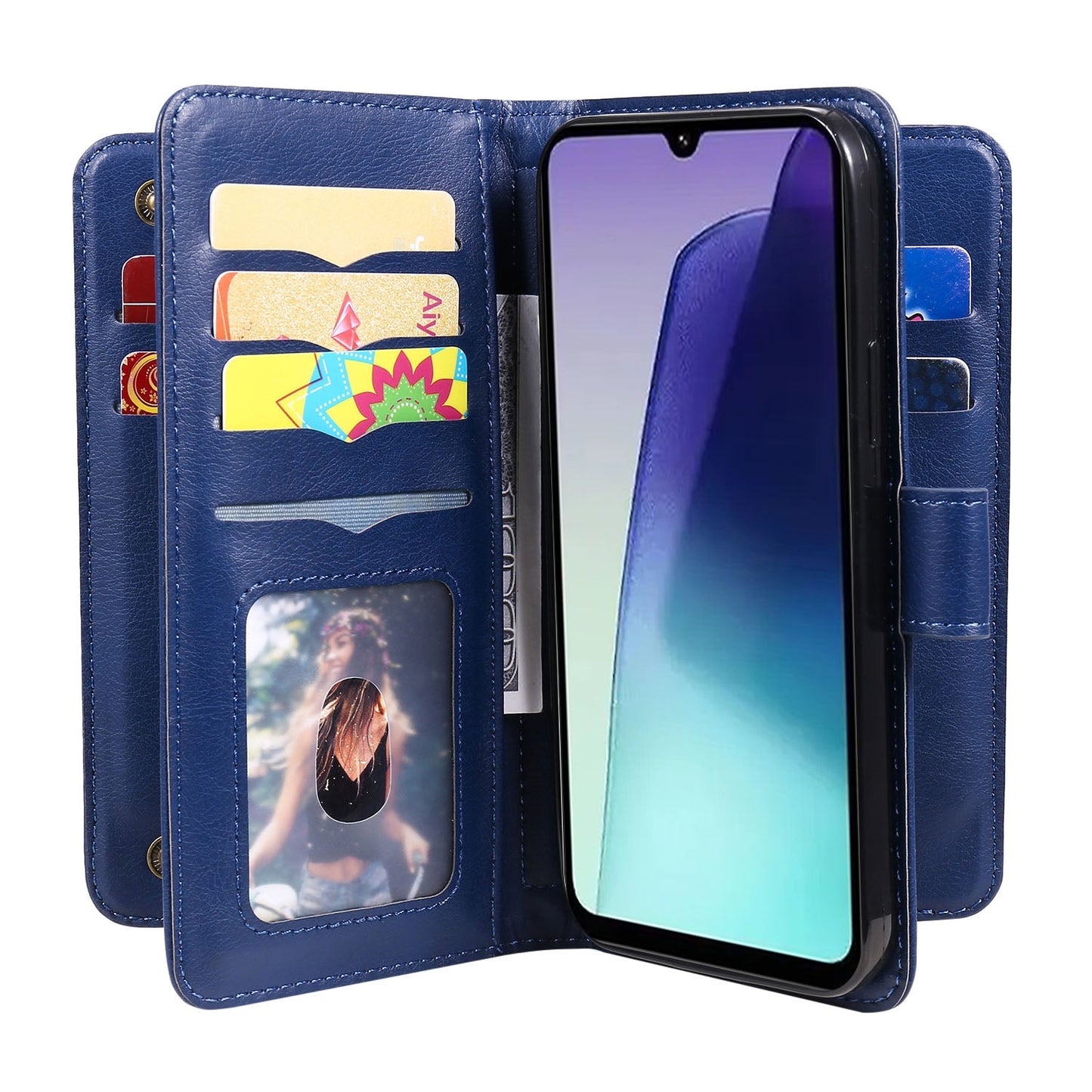 For Redmi 14C 4G Global Multi-Function Wallet 10 Card Slots Leather Phone Case(Dark Blue)