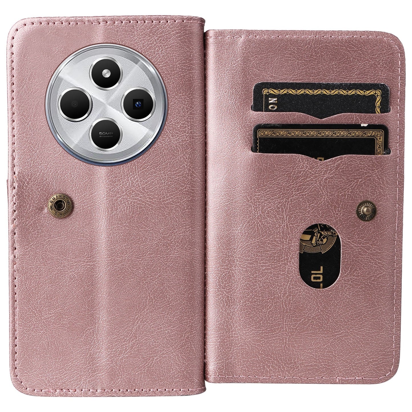 For Redmi 14C 4G Global Multi-Function Wallet 10 Card Slots Leather Phone Case(Rose Gold)