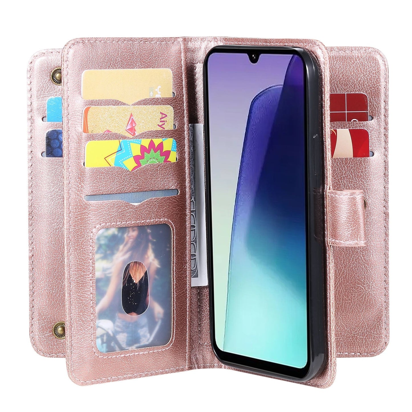 For Redmi 14C 4G Global Multi-Function Wallet 10 Card Slots Leather Phone Case(Rose Gold)