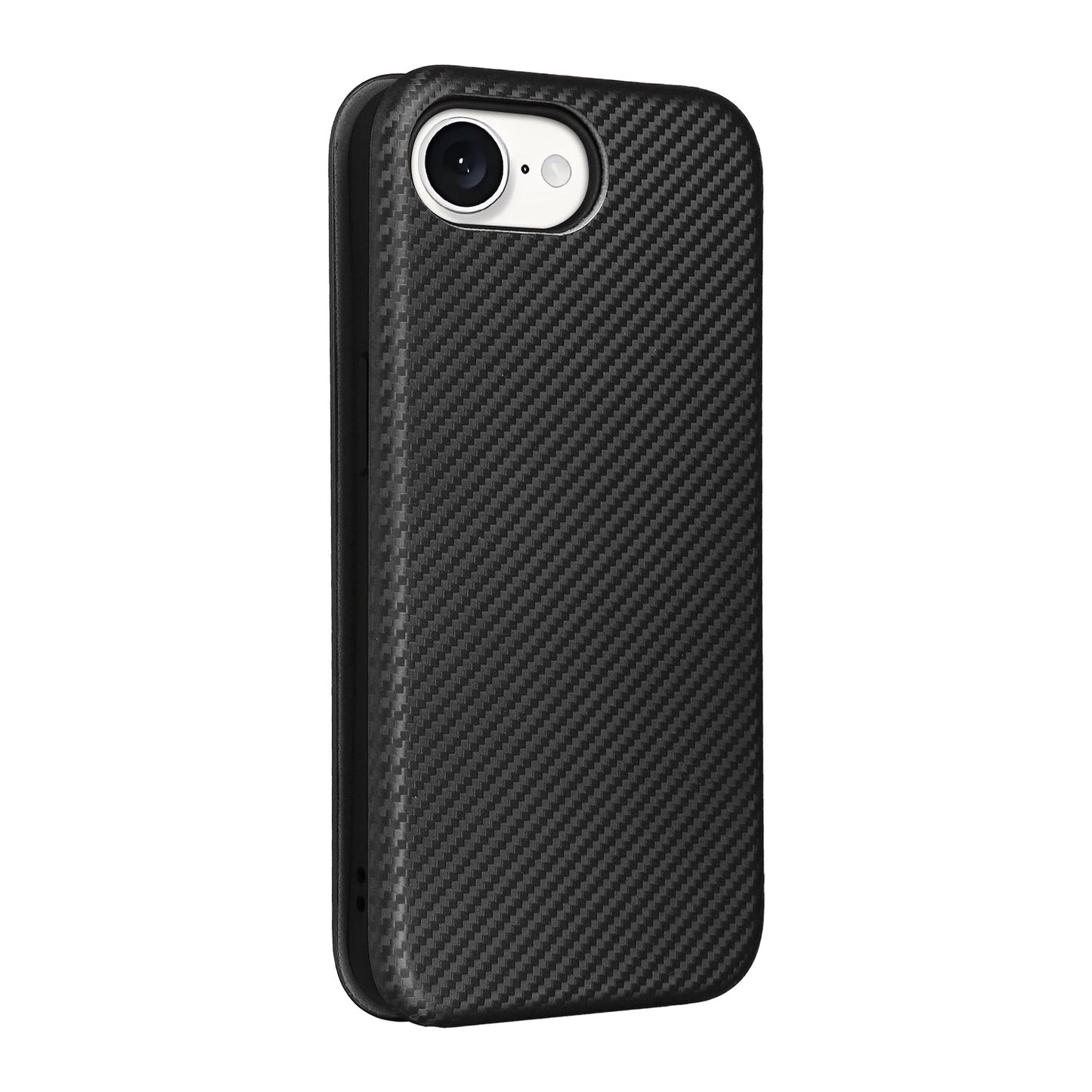 For iPhone 16e Carbon Fiber Texture Flip Leather Phone Case(Black)