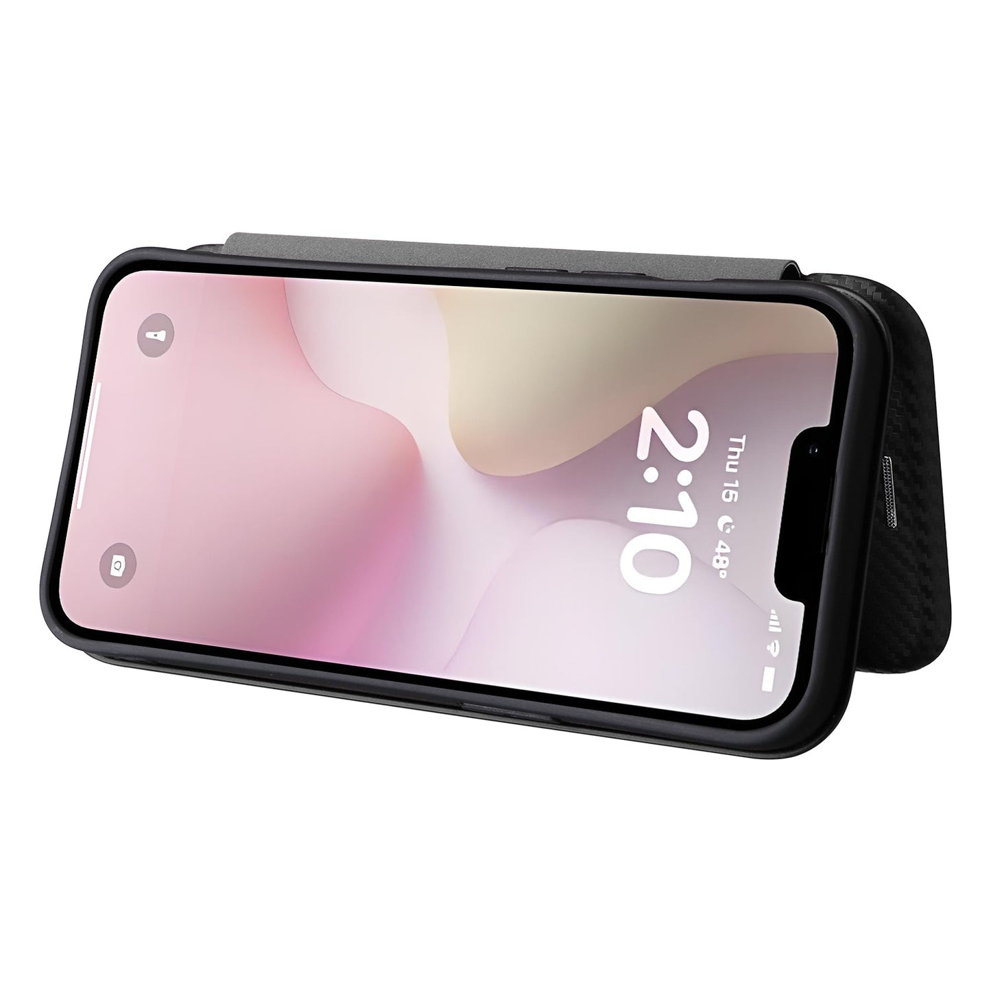 For iPhone 16e Carbon Fiber Texture Flip Leather Phone Case(Black)
