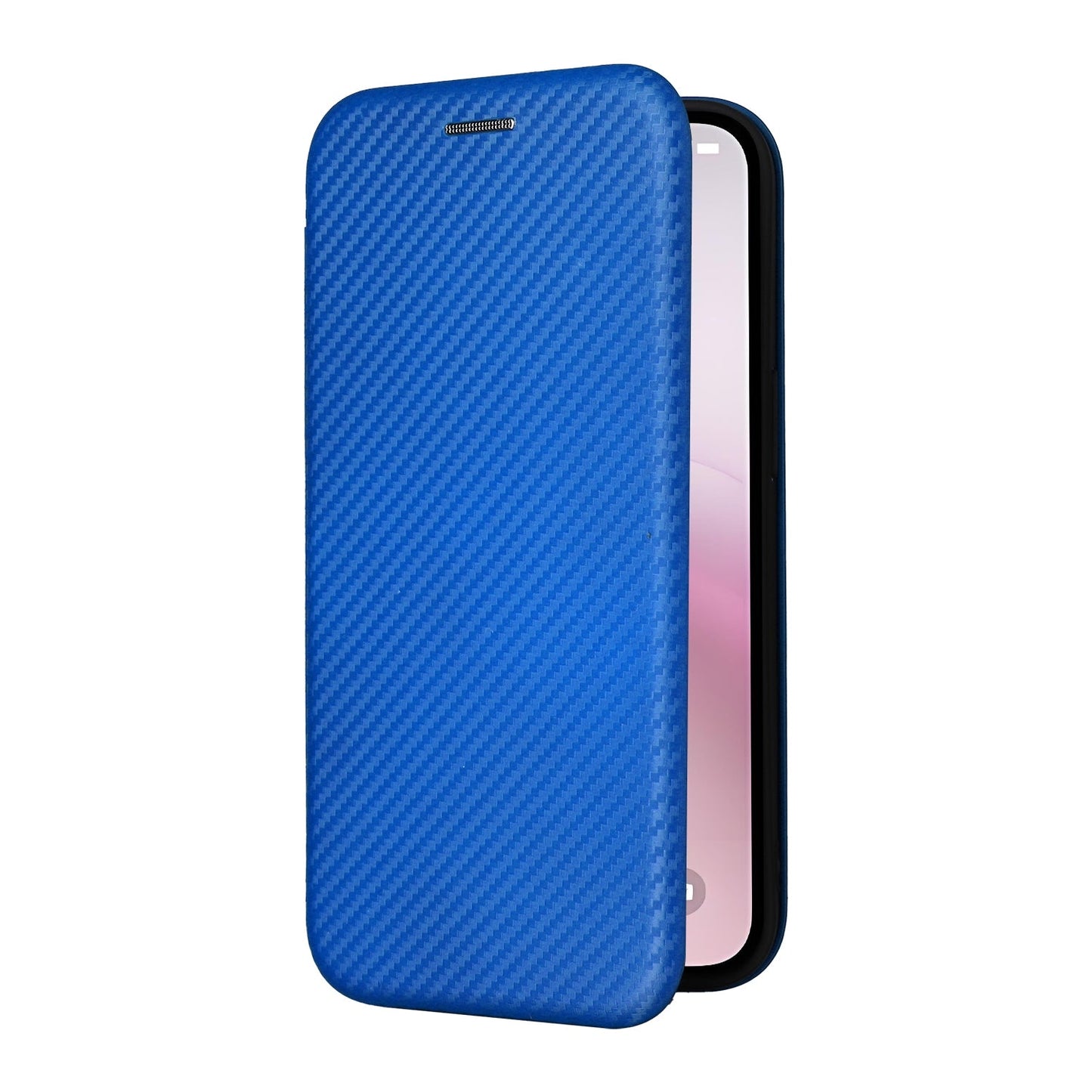 For iPhone 16e Carbon Fiber Texture Flip Leather Phone Case(Blue)