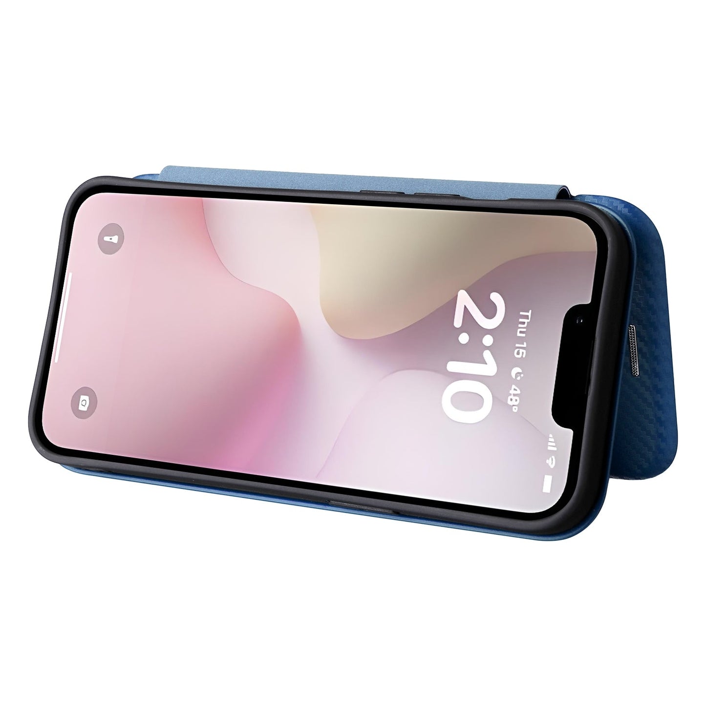 For iPhone 16e Carbon Fiber Texture Flip Leather Phone Case(Blue)