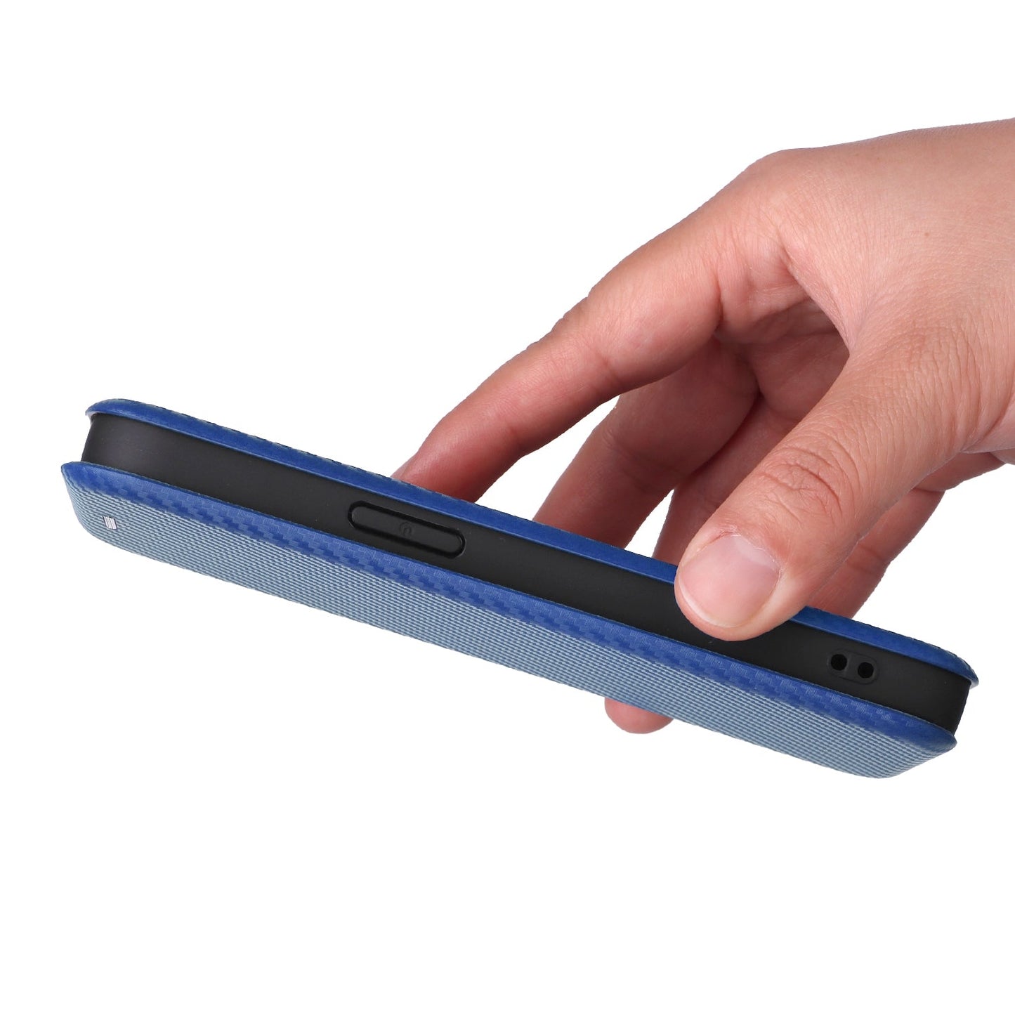 For iPhone 16e Carbon Fiber Texture Flip Leather Phone Case(Blue)