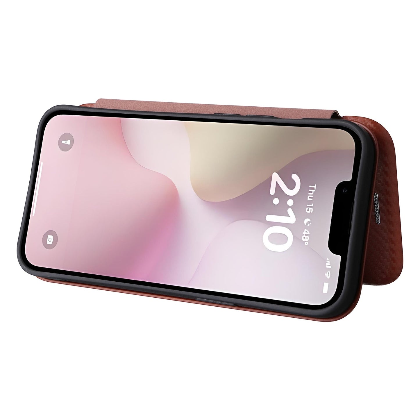 For iPhone 16e Carbon Fiber Texture Flip Leather Phone Case(Brown)