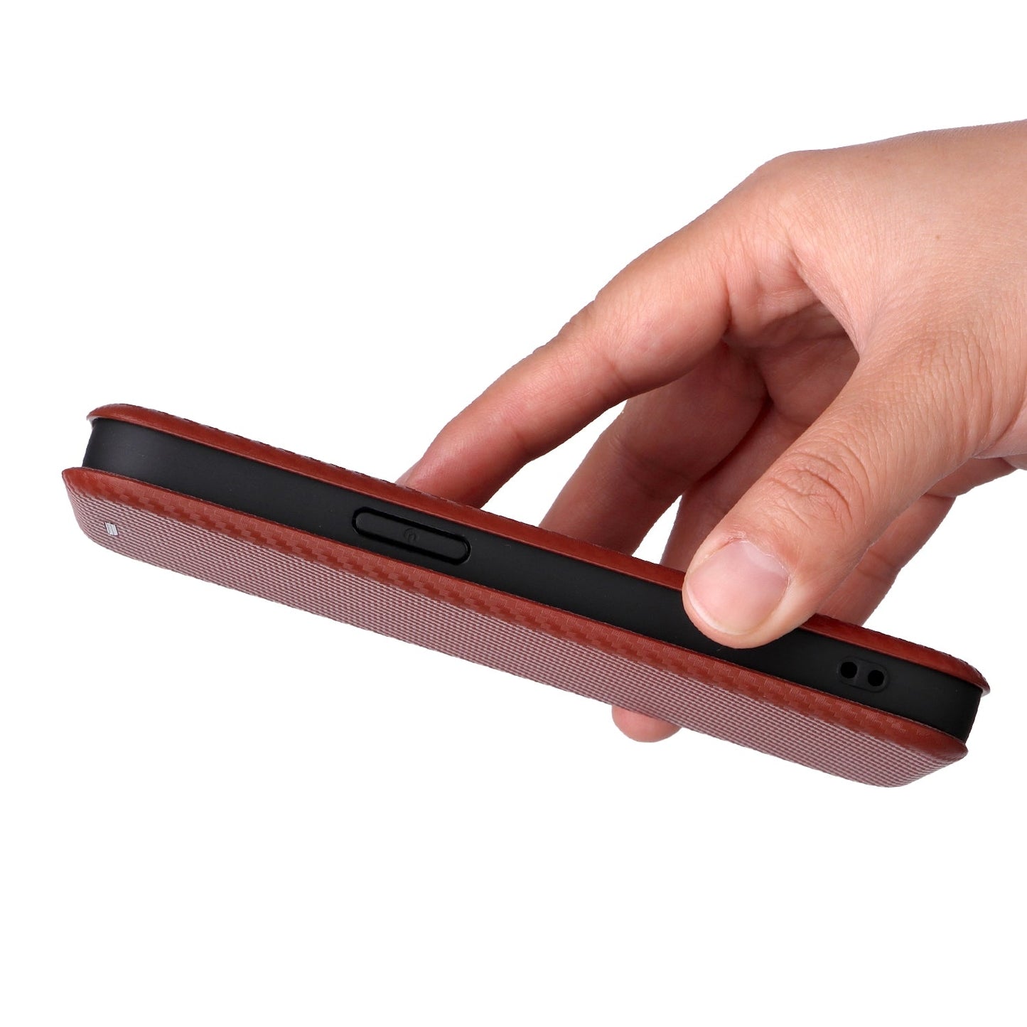 For iPhone 16e Carbon Fiber Texture Flip Leather Phone Case(Brown)