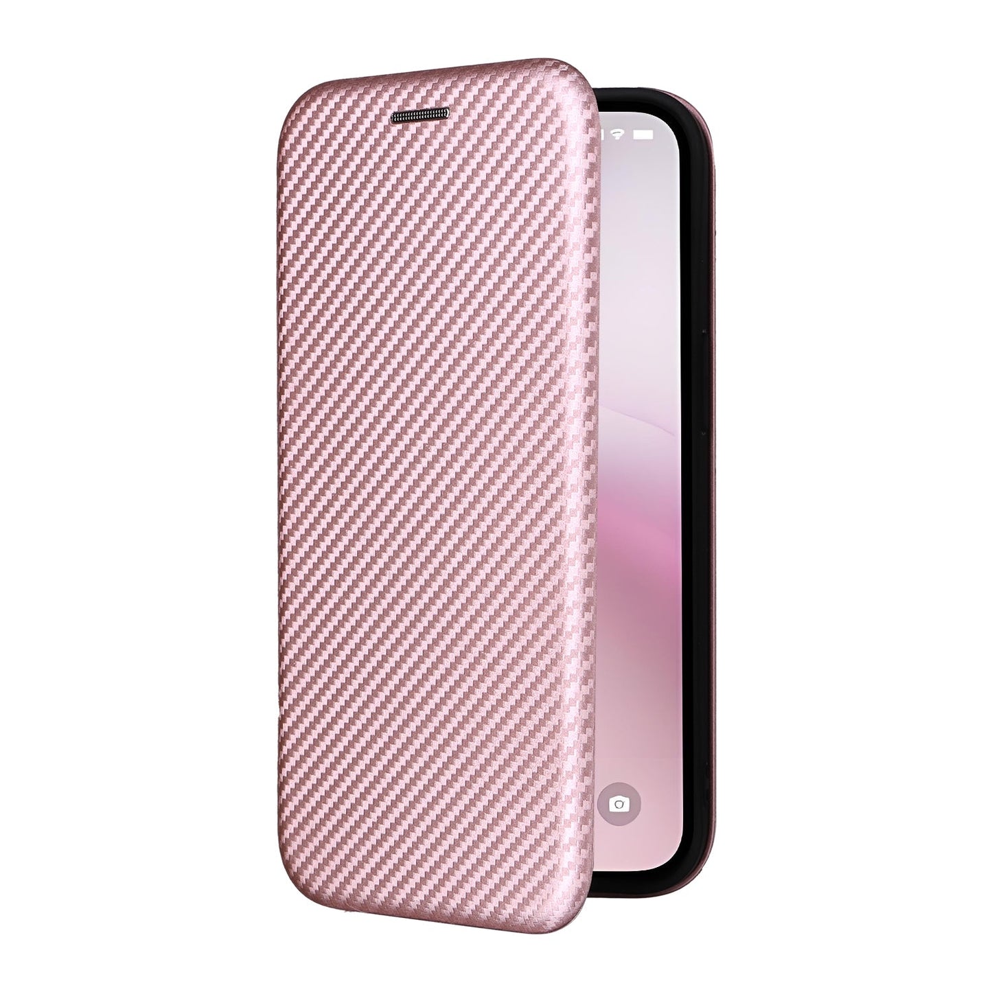For iPhone 16e Carbon Fiber Texture Flip Leather Phone Case(Pink)