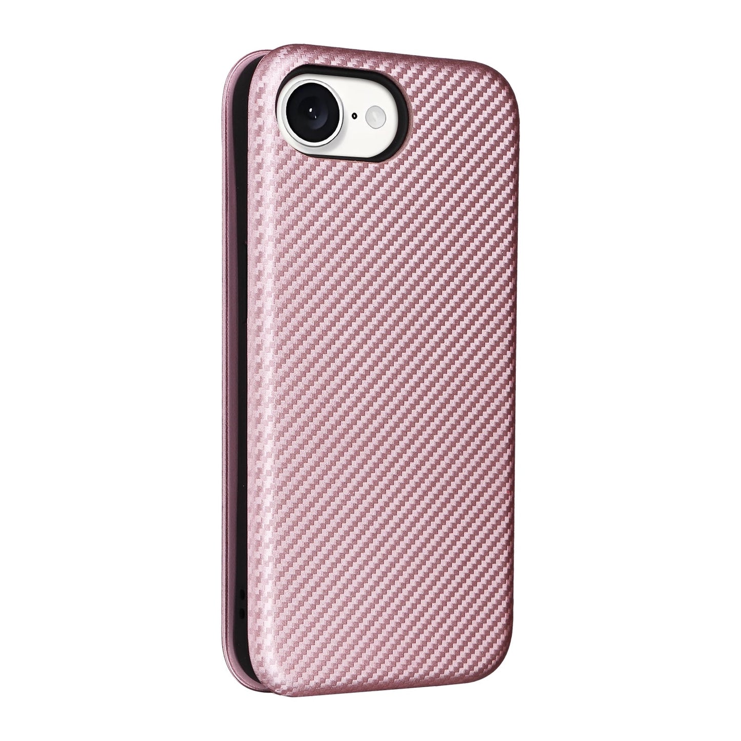 For iPhone 16e Carbon Fiber Texture Flip Leather Phone Case(Pink)
