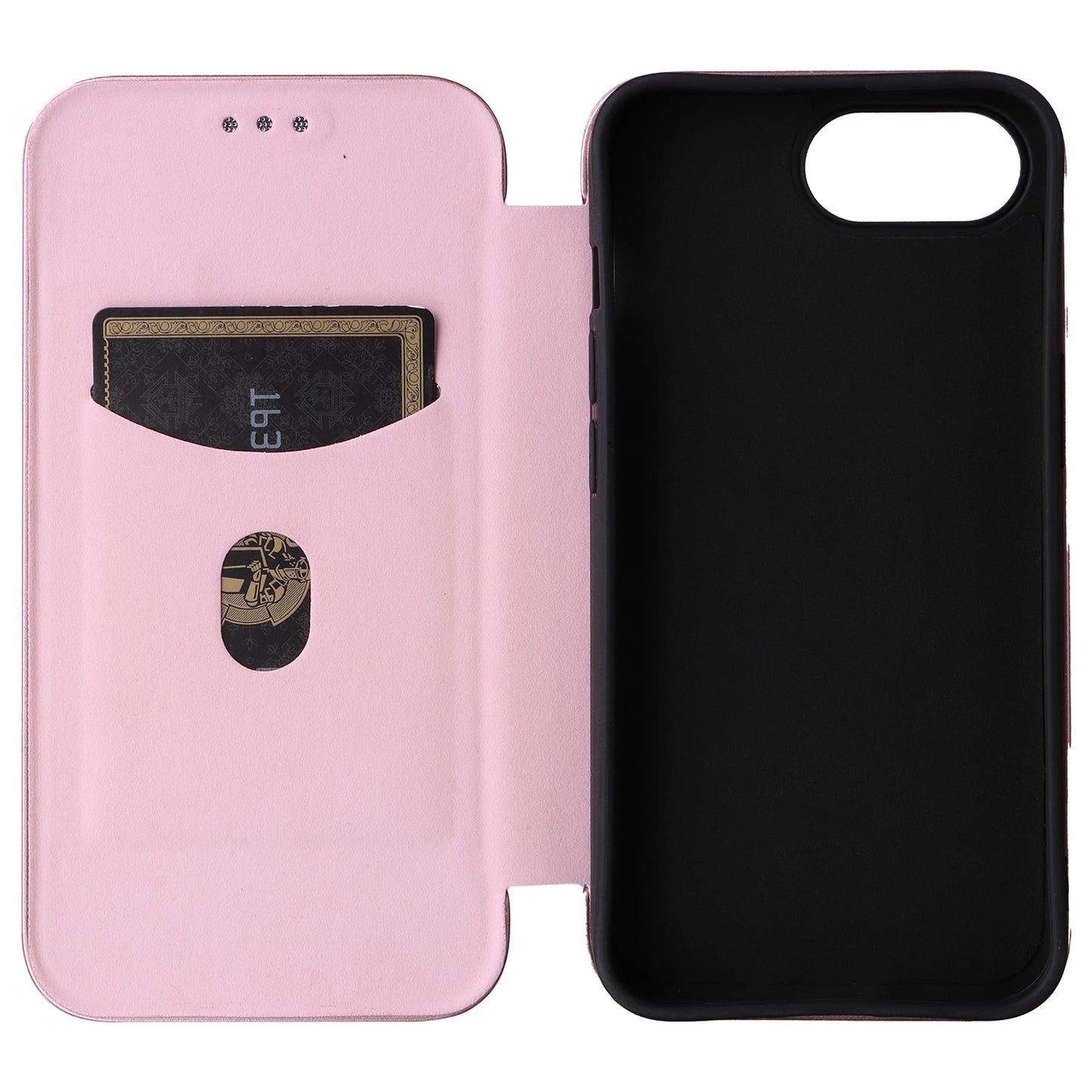 For iPhone 16e Carbon Fiber Texture Flip Leather Phone Case(Pink)