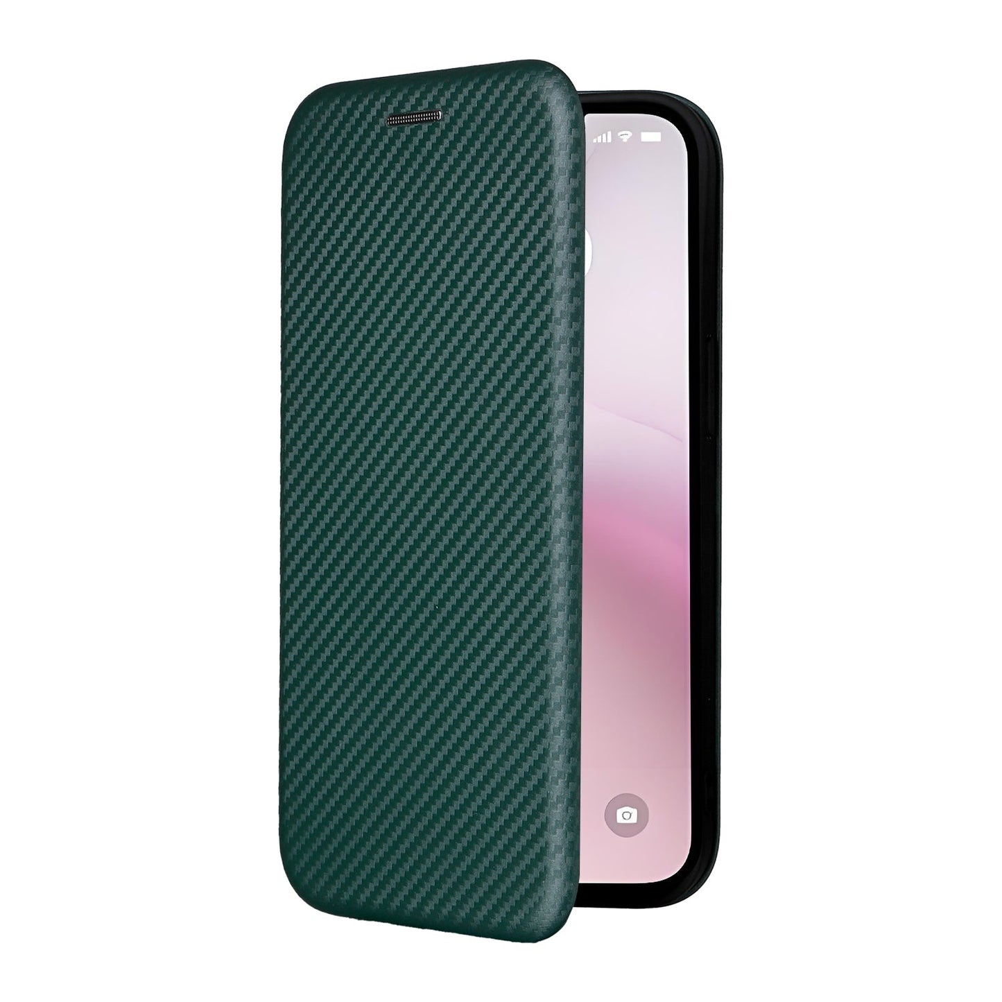For iPhone 16e Carbon Fiber Texture Flip Leather Phone Case(Green)