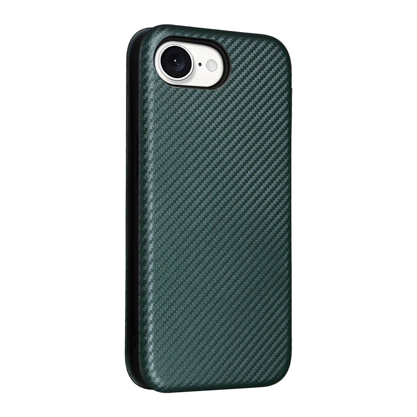 For iPhone 16e Carbon Fiber Texture Flip Leather Phone Case(Green)