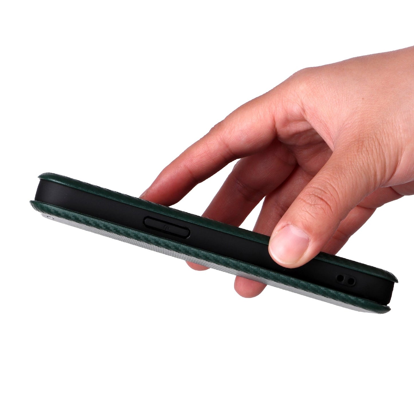 For iPhone 16e Carbon Fiber Texture Flip Leather Phone Case(Green)