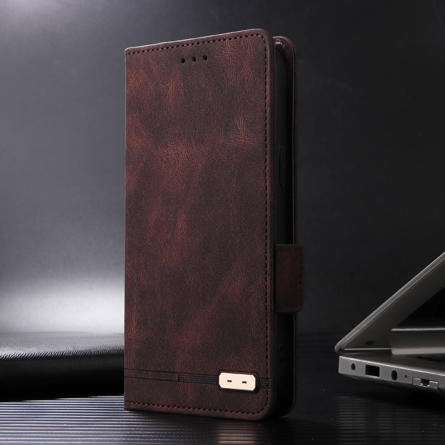 For iPhone 16e Magnetic Clasp Leather Phone Case(Brown)