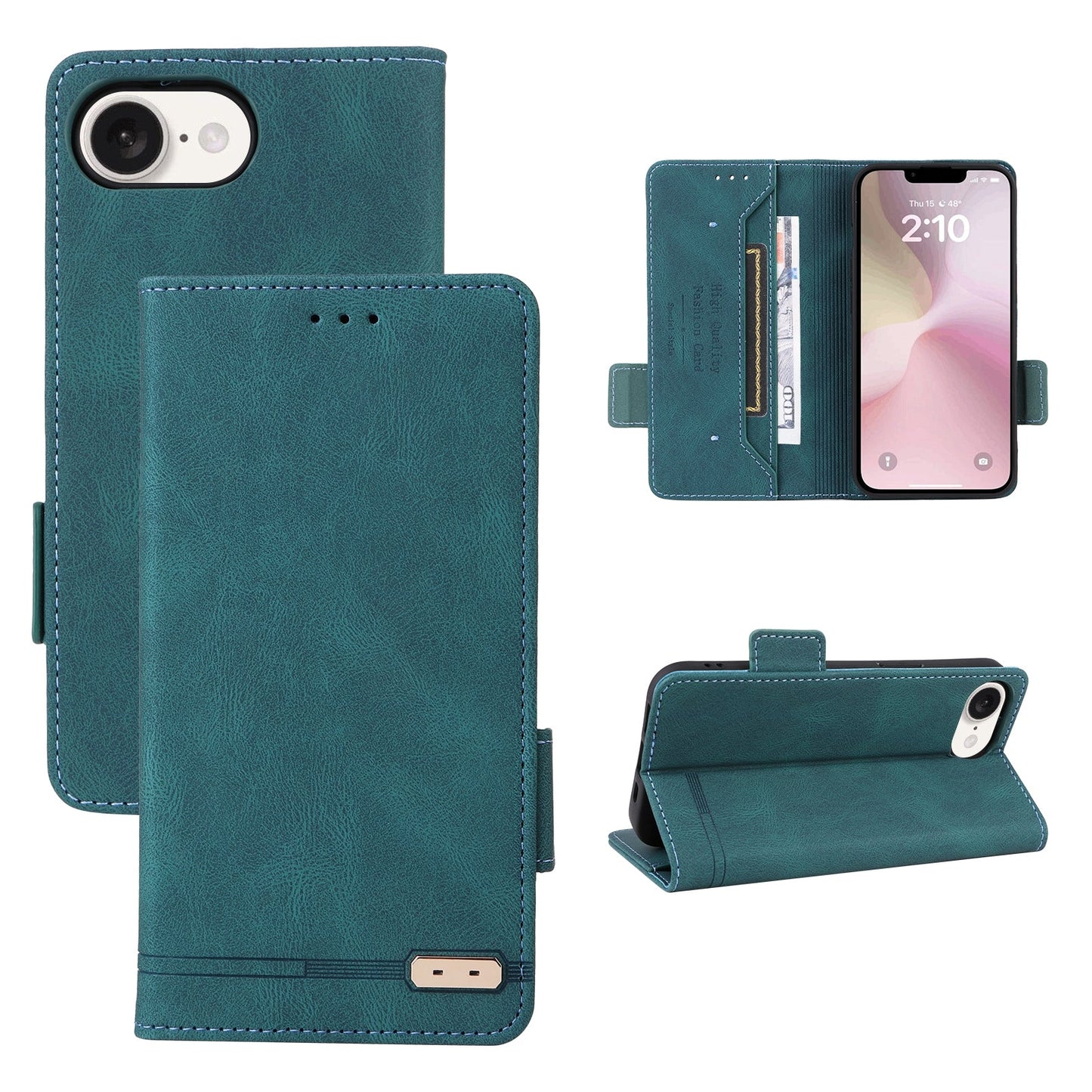For iPhone 16e Magnetic Clasp Leather Phone Case(Green)