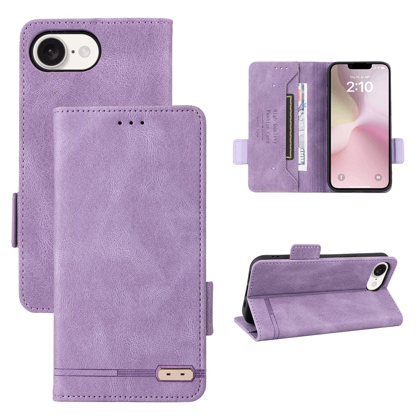 For iPhone 16e Magnetic Clasp Leather Phone Case(Purple)