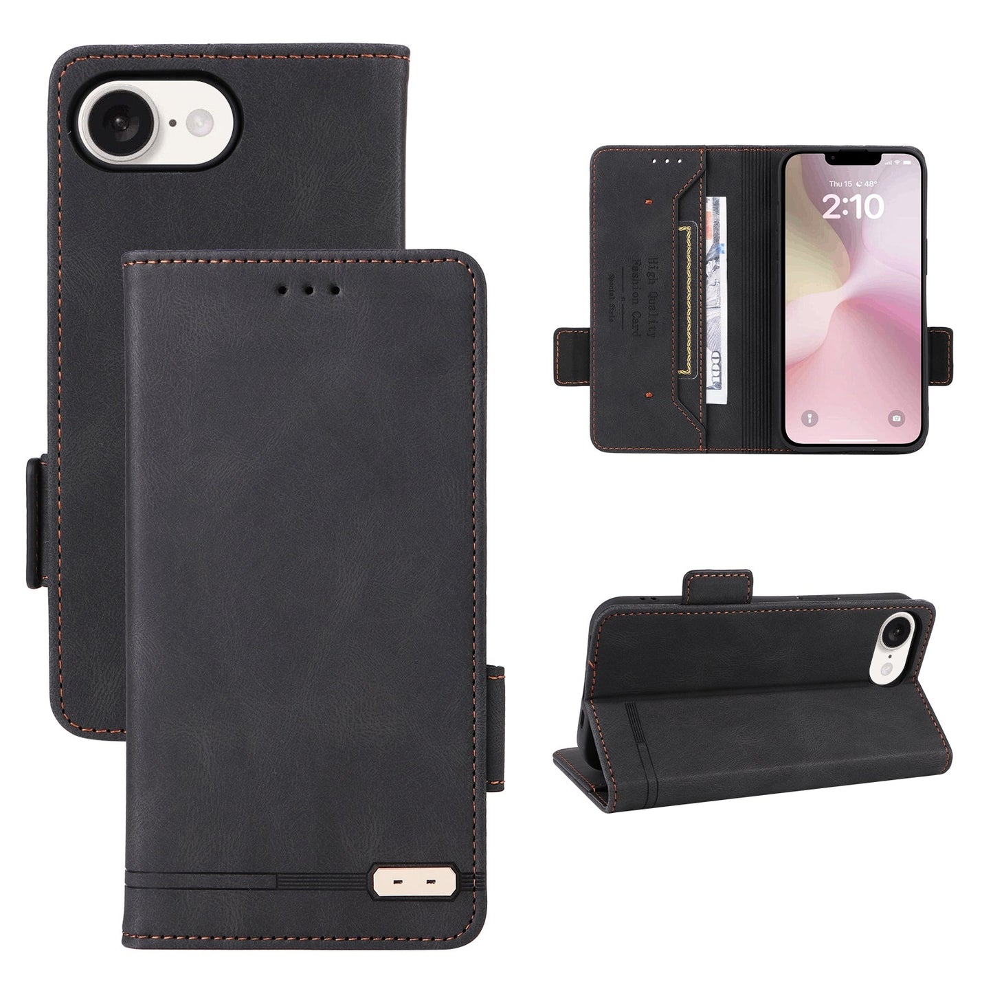 For iPhone 16e Magnetic Clasp Leather Phone Case(Black)