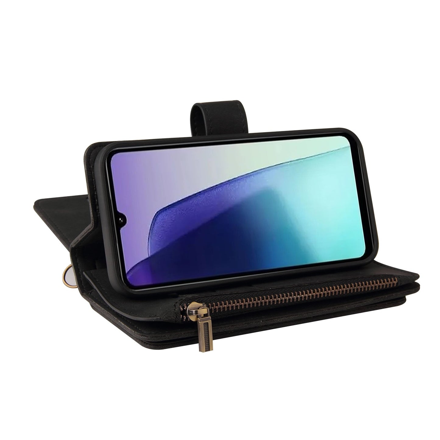 For Redmi 14C 4G Global Skin Feel Multi Card Slots Zipper Wallet Leather Phone Case(Black)