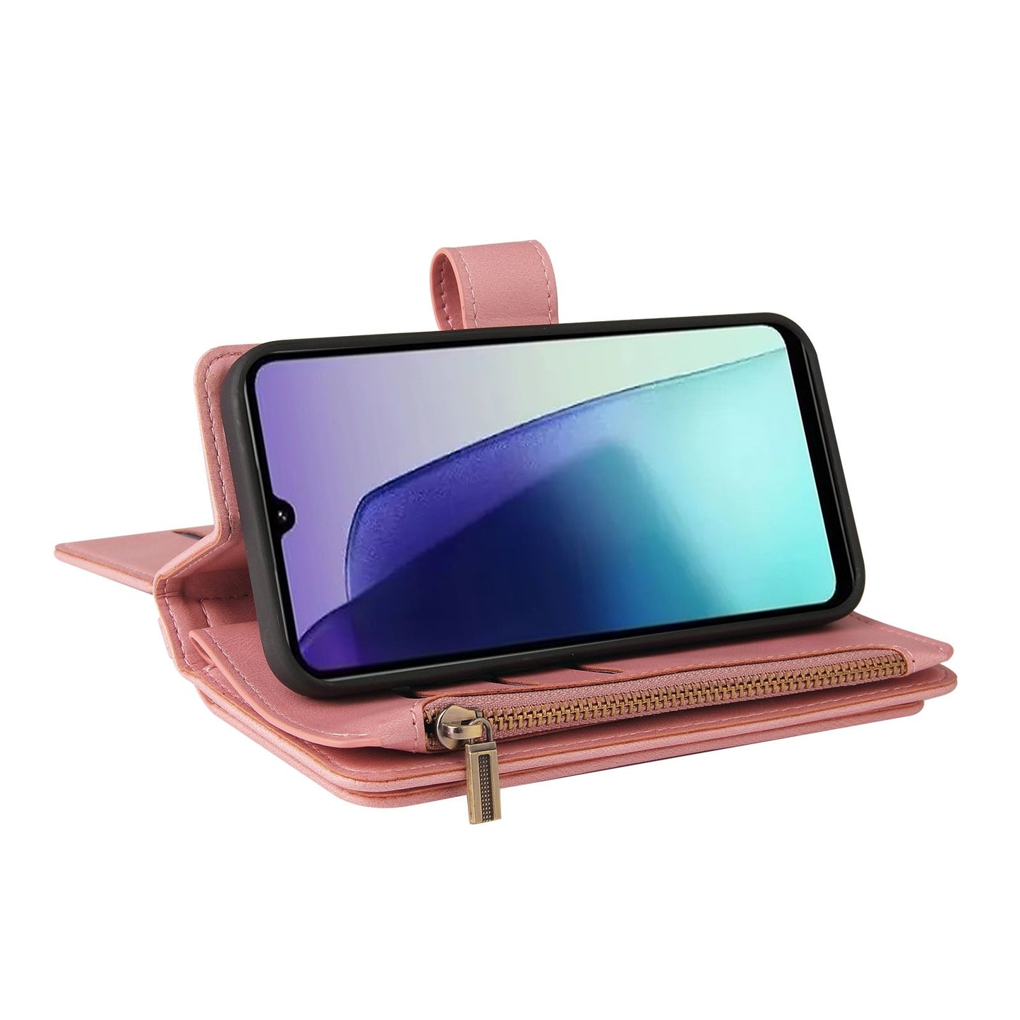 For Redmi 14C 4G Global Skin Feel Multi Card Slots Zipper Wallet Leather Phone Case(Pink)