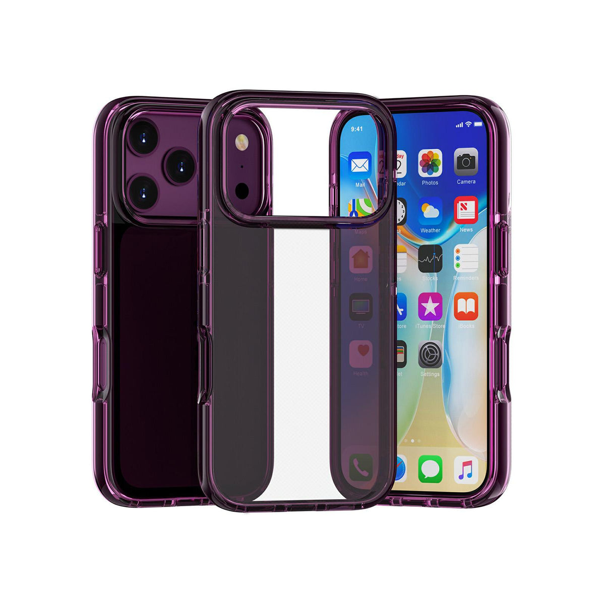 Compatible with iPhone 18 Pro Max & 17 Pro Max Dual Color Clear Glitter TPU + TPE Full Coverage Phone Case - Cherry Red