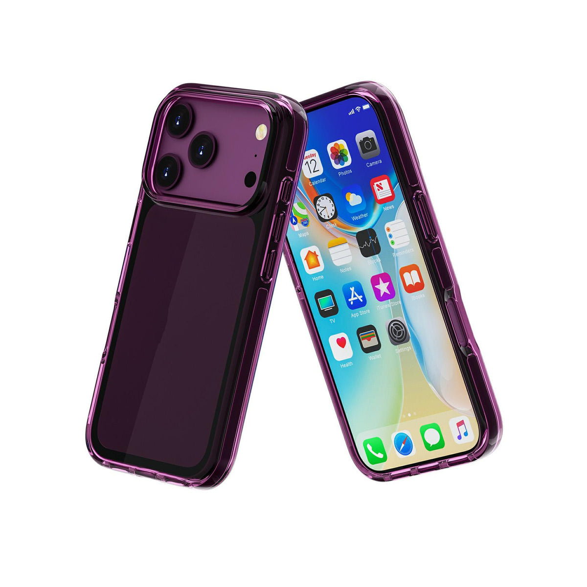 Compatible with iPhone 18 Pro Max & 17 Pro Max Dual Color Clear Glitter TPU + TPE Full Coverage Phone Case - Cherry Red