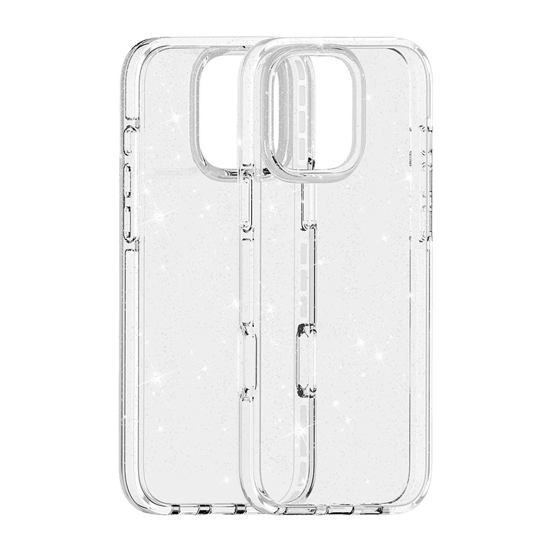 Compatible with iPhone 18 Pro Max & 17 Pro Max Dual Color Clear Glitter TPU + TPE Full Coverage Phone Case - Cherry Red