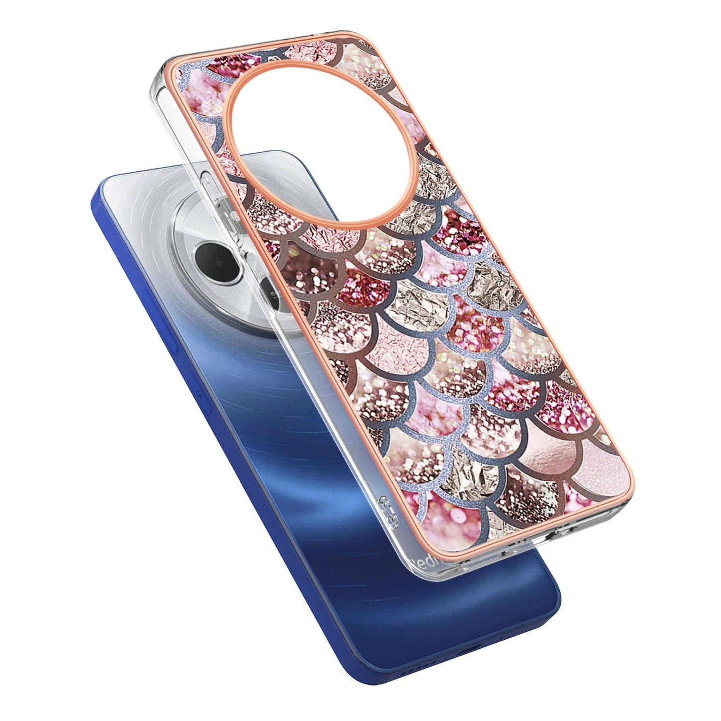 For Redmi 14C 4G Electroplating IMD TPU Phone Case(Pink Scales)