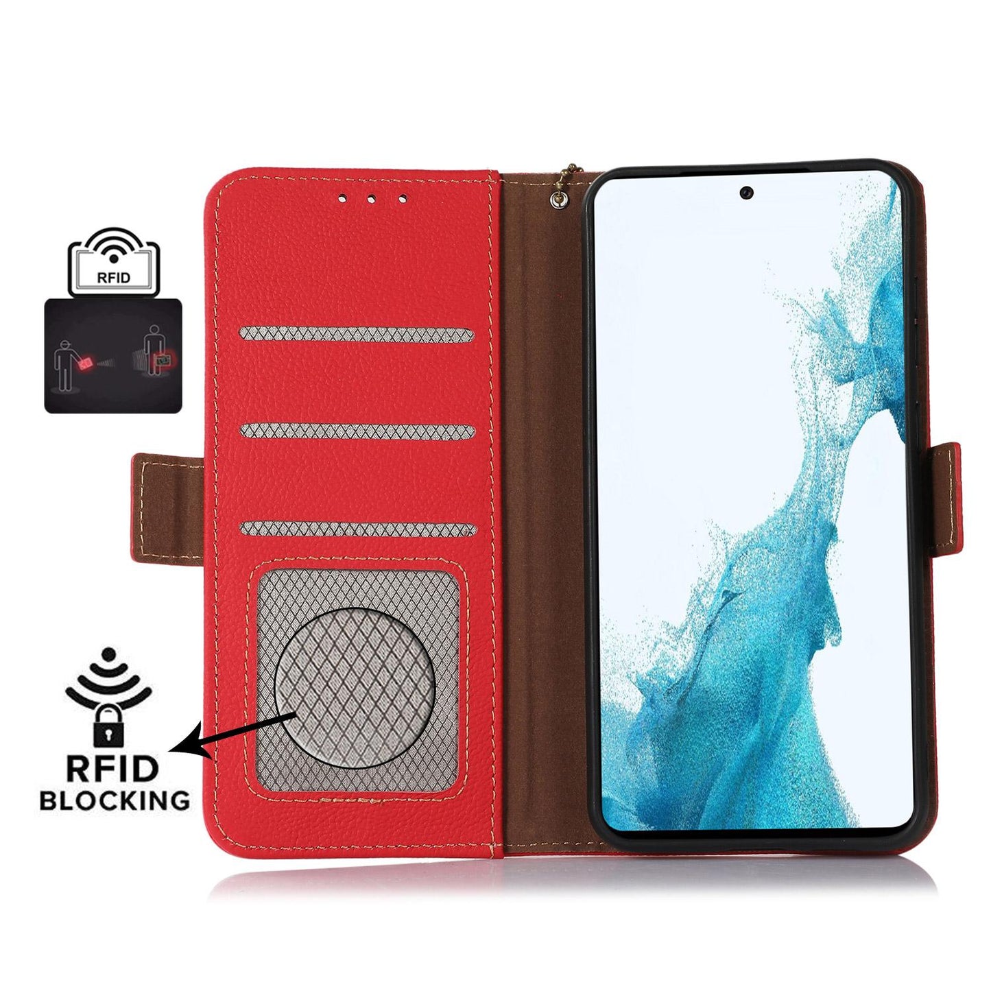 For Samsung Galaxy S25 Edge 5G Side-Magnetic TJ Genuine Leather RFID Phone Case(Red)