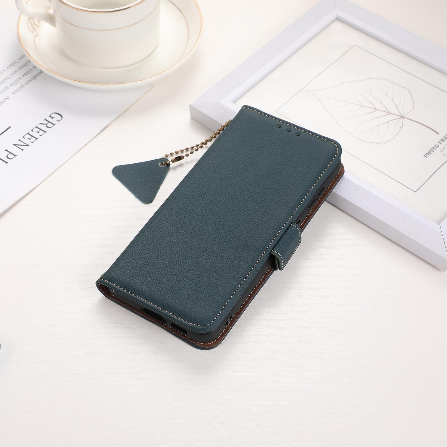 For Samsung Galaxy S25 Edge 5G Side-Magnetic TJ Genuine Leather RFID Phone Case(Green)