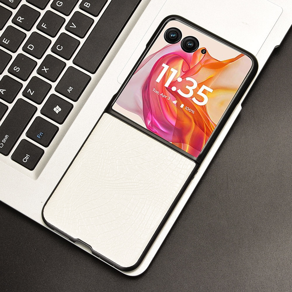 For Motorola Razr 50 Ultra Crocodile Texture Back Cover Phone Case(White)