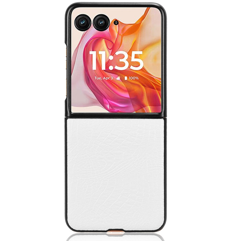 For Motorola Razr 50 Ultra Crocodile Texture Back Cover Phone Case(White)