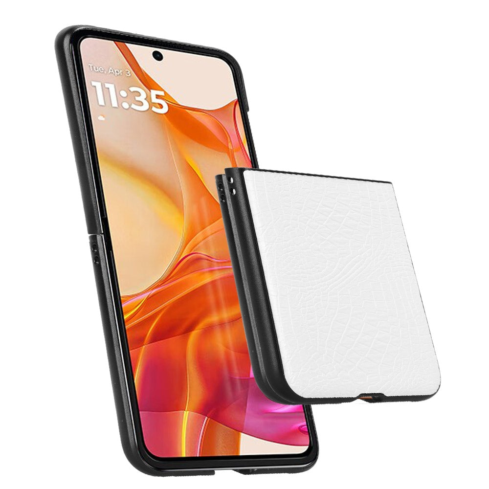 For Motorola Razr 50 Ultra Crocodile Texture Back Cover Phone Case(White)