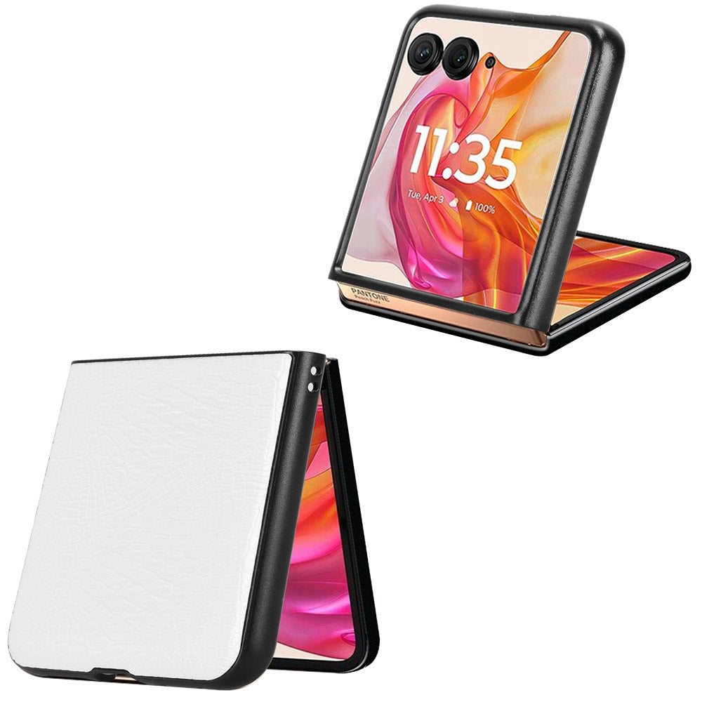 For Motorola Razr 50 Ultra Crocodile Texture Back Cover Phone Case(White)