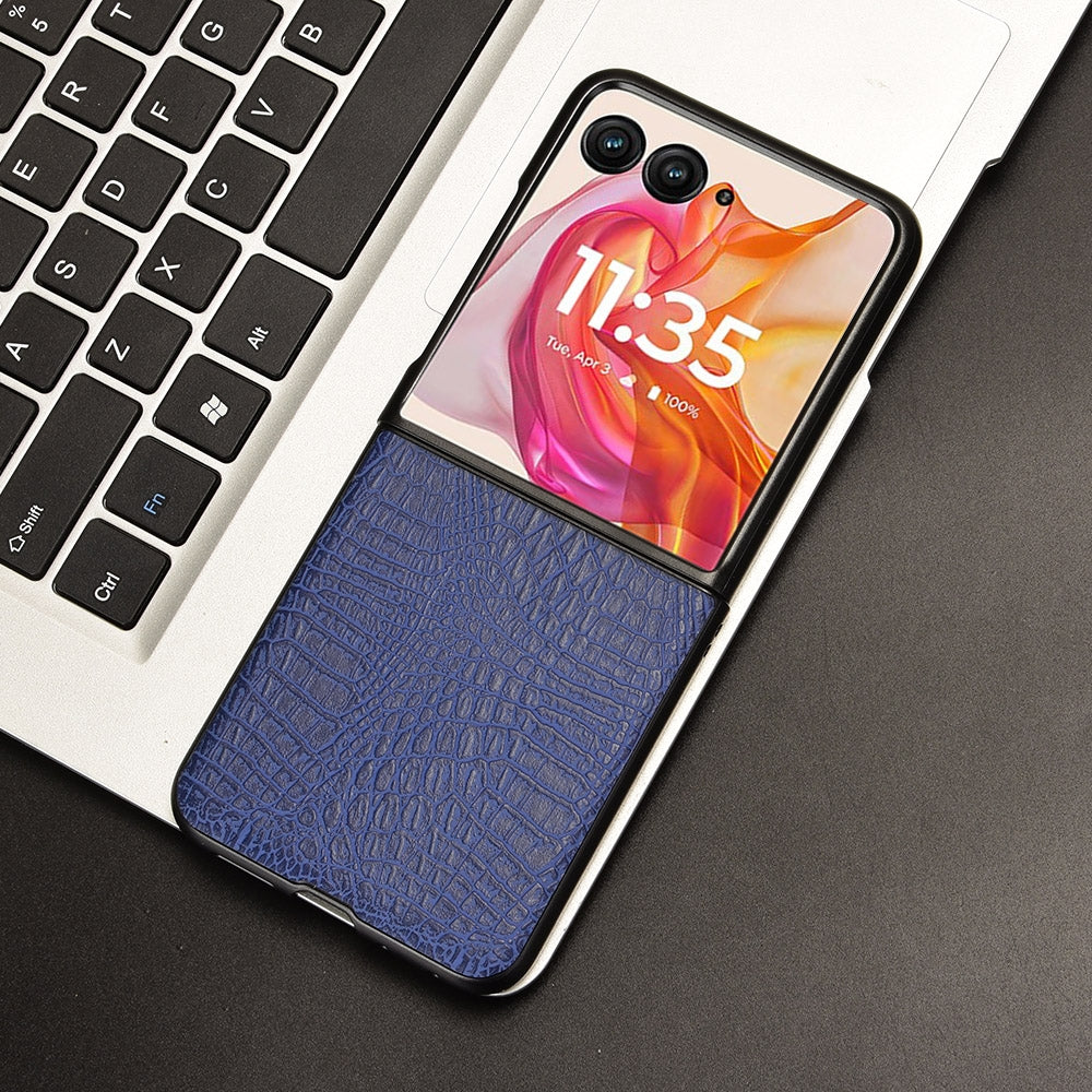 For Motorola Razr 50 Ultra Crocodile Texture Back Cover Phone Case(Blue)