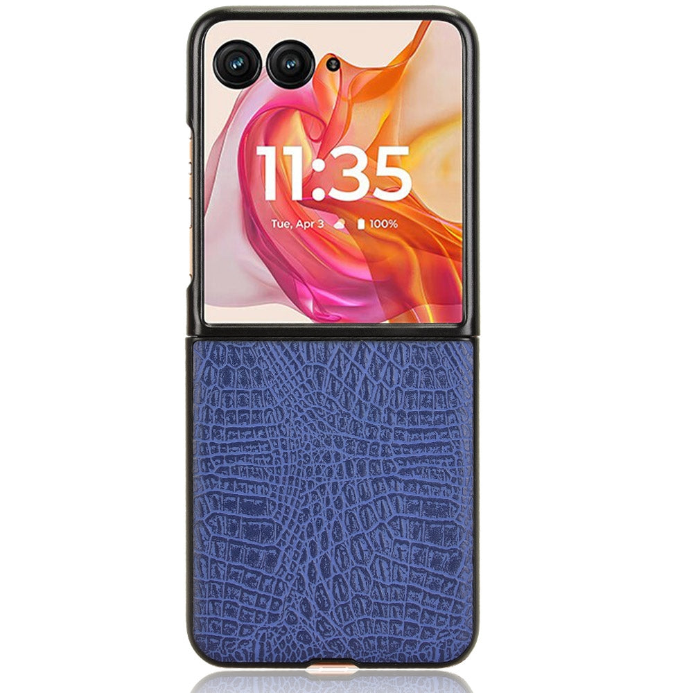 For Motorola Razr 50 Ultra Crocodile Texture Back Cover Phone Case(Blue)