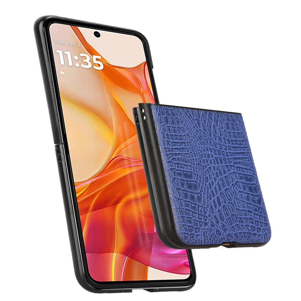 For Motorola Razr 50 Ultra Crocodile Texture Back Cover Phone Case(Blue)