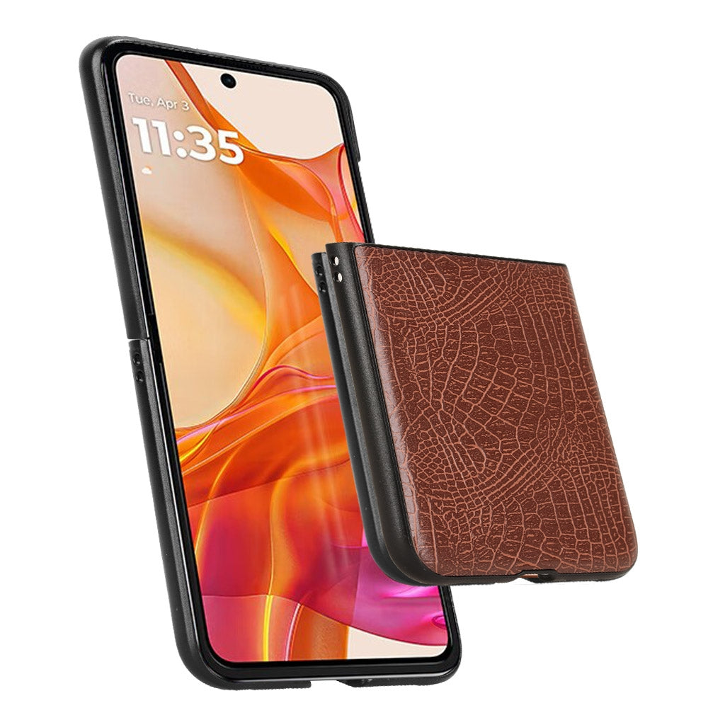For Motorola Razr 50 Ultra Crocodile Texture Back Cover Phone Case(Brown)