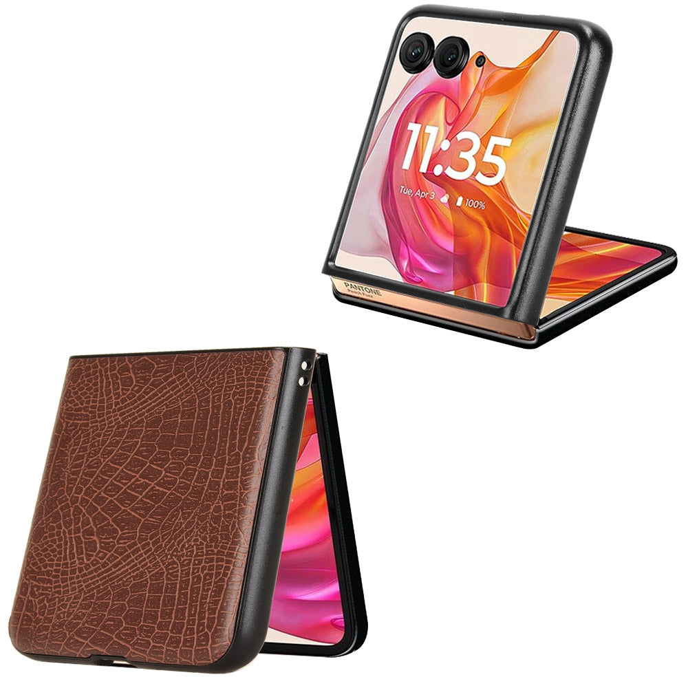 For Motorola Razr 50 Ultra Crocodile Texture Back Cover Phone Case(Brown)