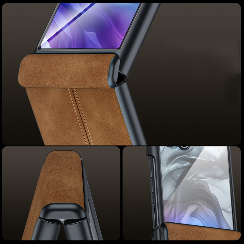 For Motorola Razr 50 Ultra Integrated Film Hinge Folding PU Phone Case(Grey)