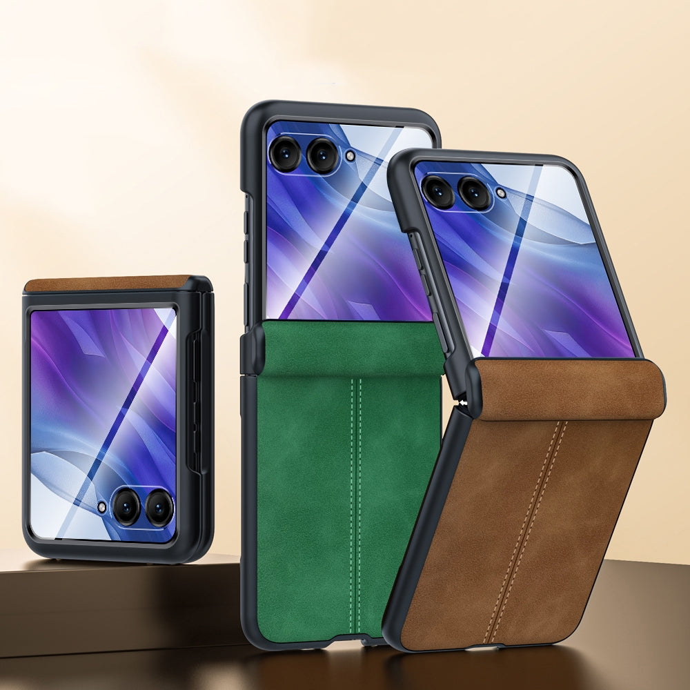 For Motorola Razr 50 Ultra Integrated Film Hinge Folding PU Phone Case(Green)