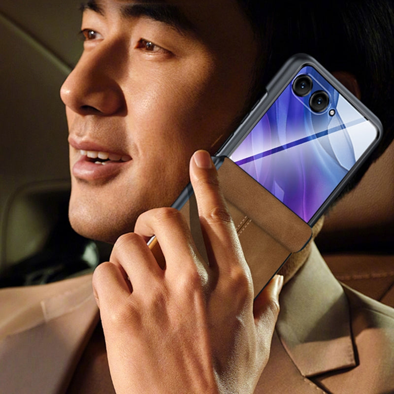 For Motorola Razr 50 Ultra Integrated Film Hinge Folding PU Phone Case(Purple)