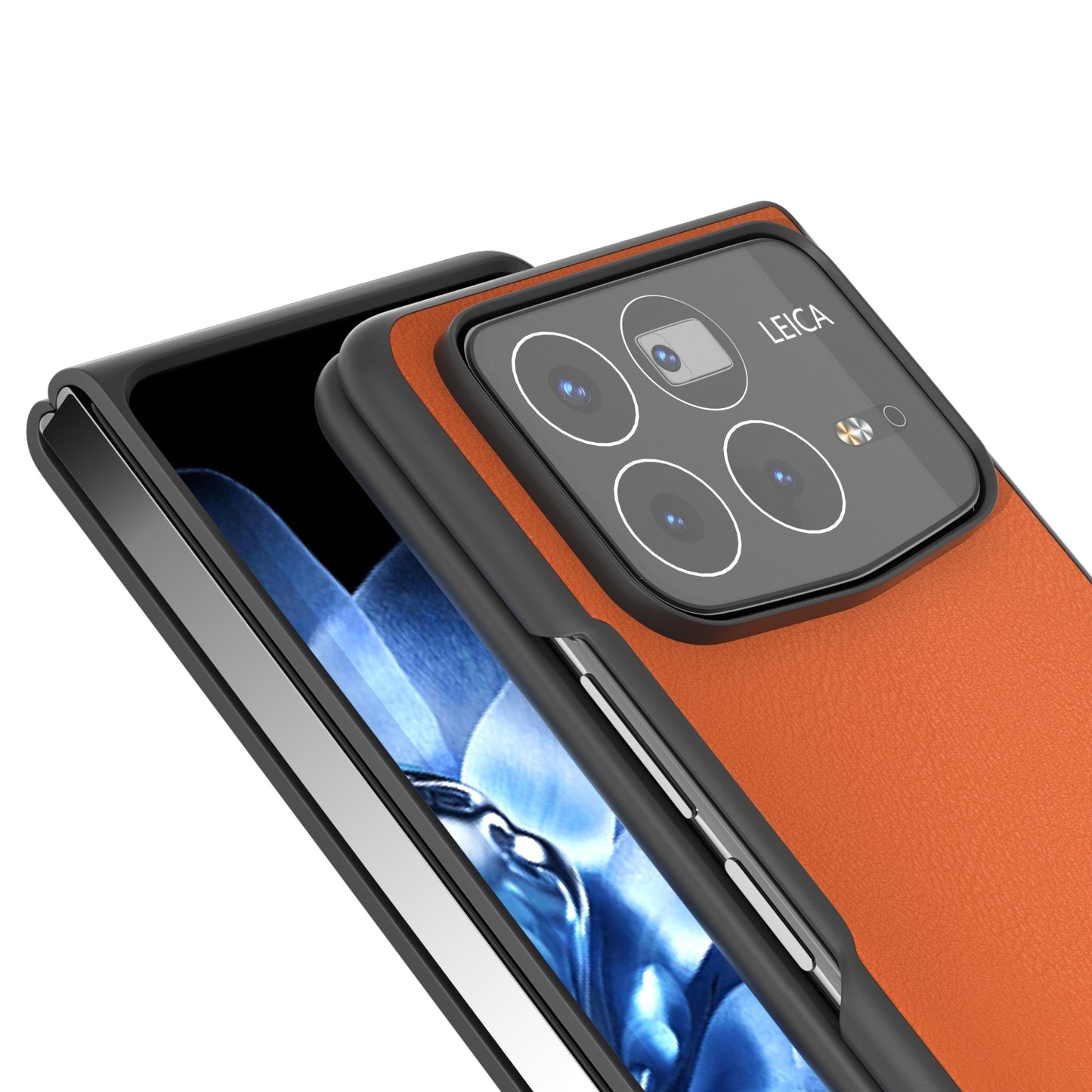 For Xiaomi Mix Fold 4 PU Leather Black Frame Full Coverage Phone Case(Orange)