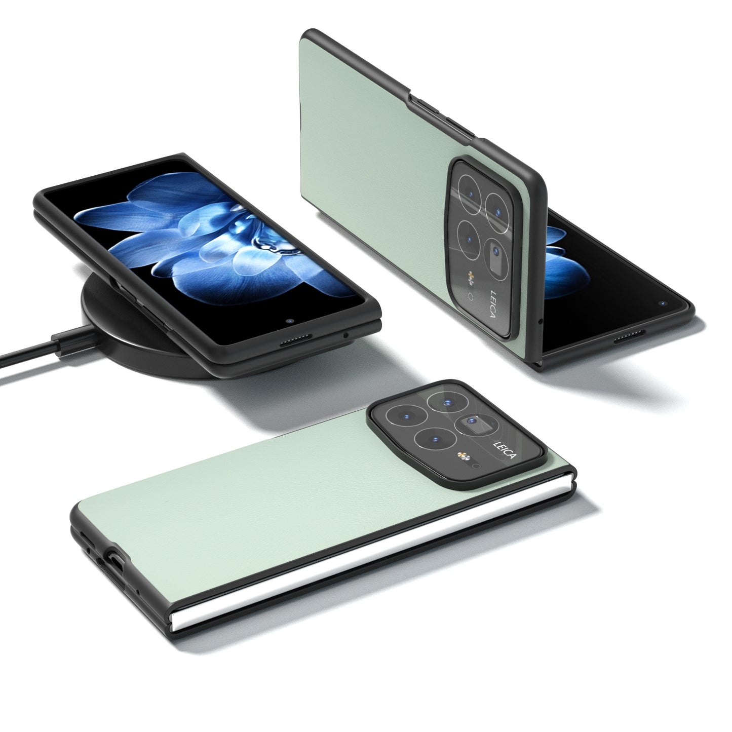 For Xiaomi Mix Fold 4 PU Leather Black Frame Full Coverage Phone Case(Light Green)