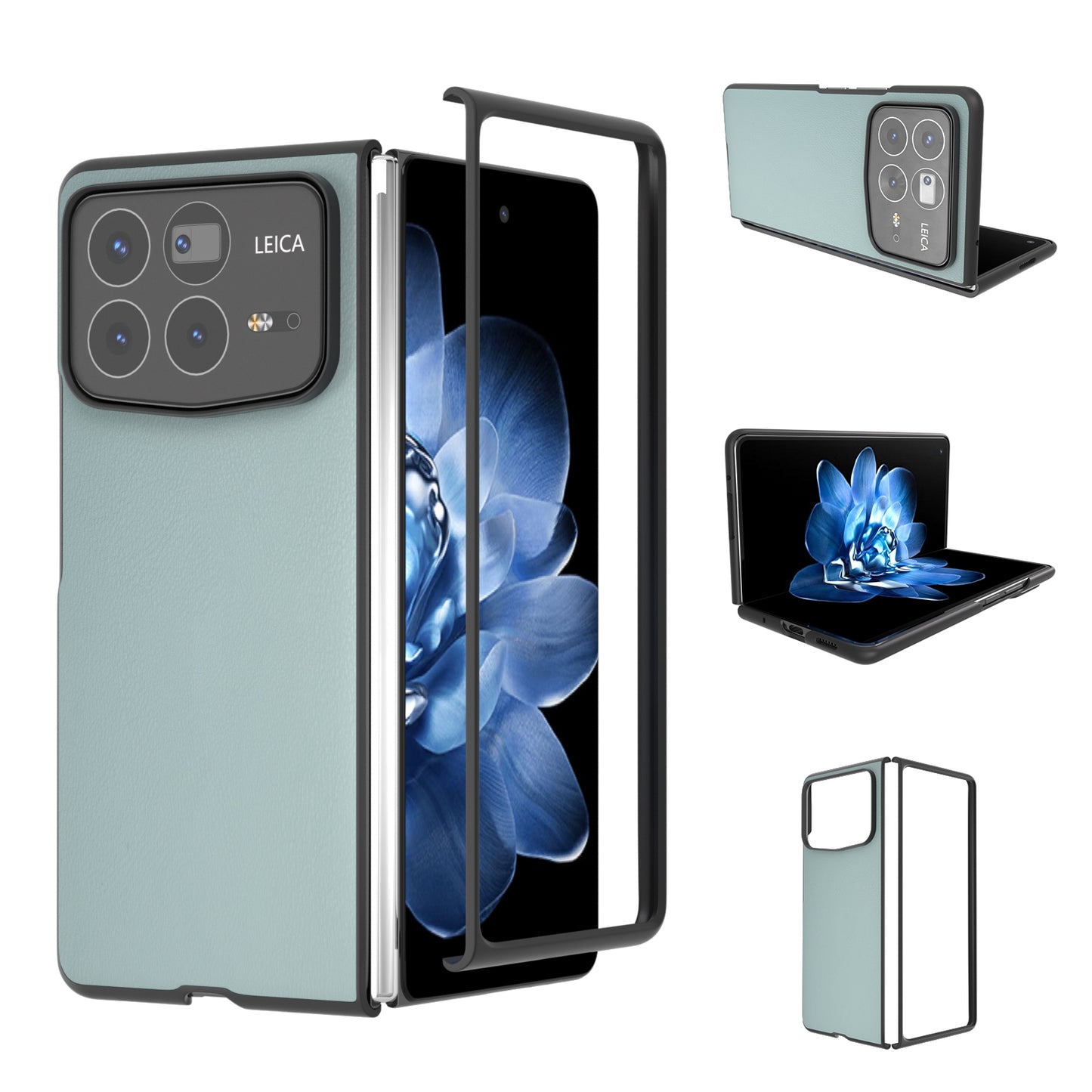 For Xiaomi Mix Fold 4 PU Leather Black Frame Full Coverage Phone Case(Light Blue)